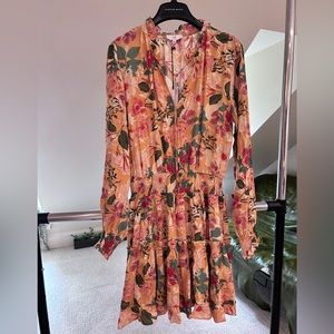 NWT NSR peasant flower print tiered Dress Romantic Boho Chic
